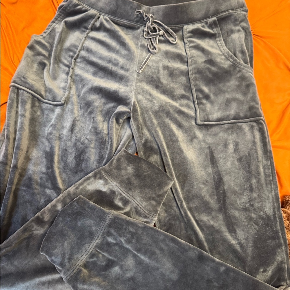 Gray Velour Jogger Pants